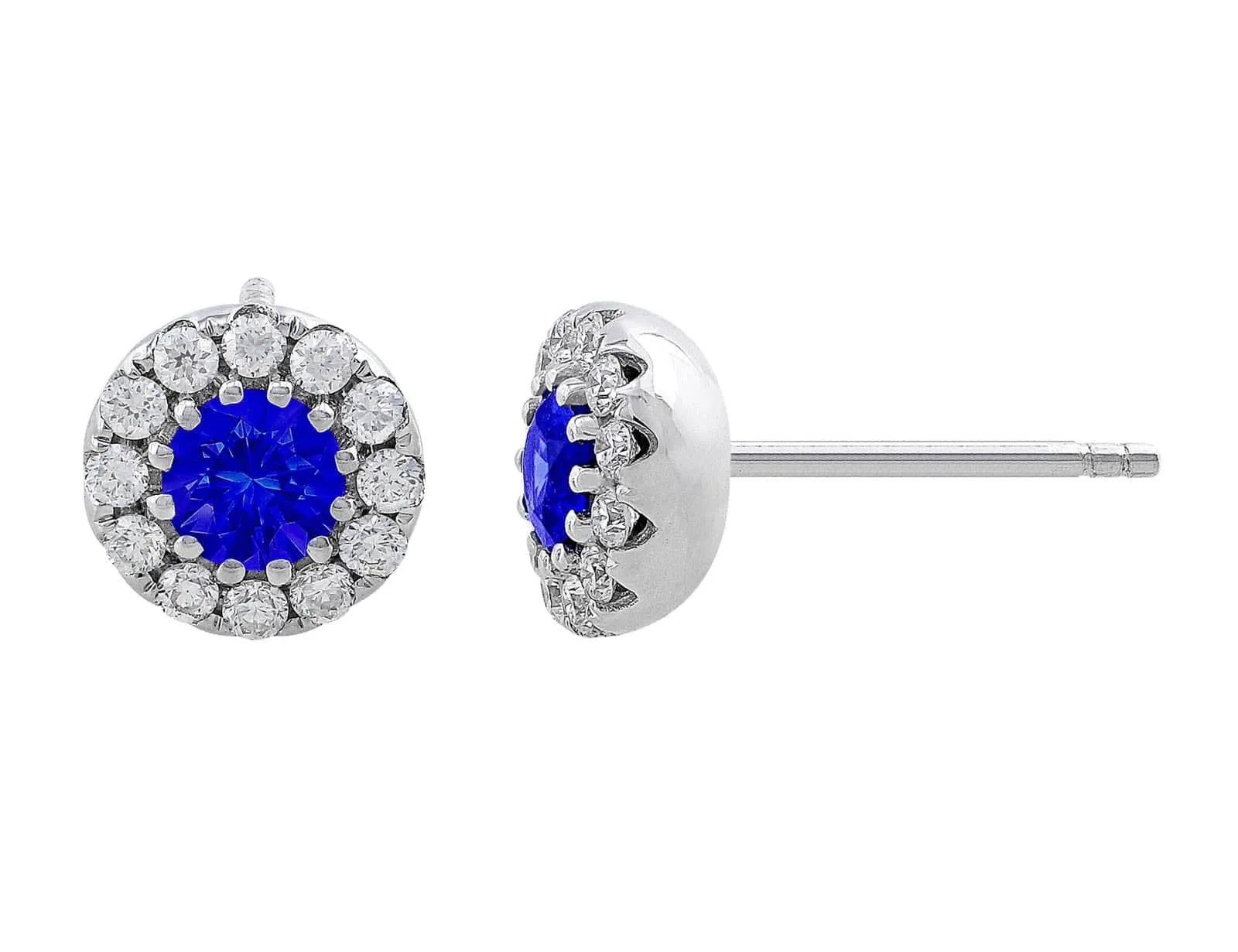 18kt White Gold Sapphire & Diamond Studs