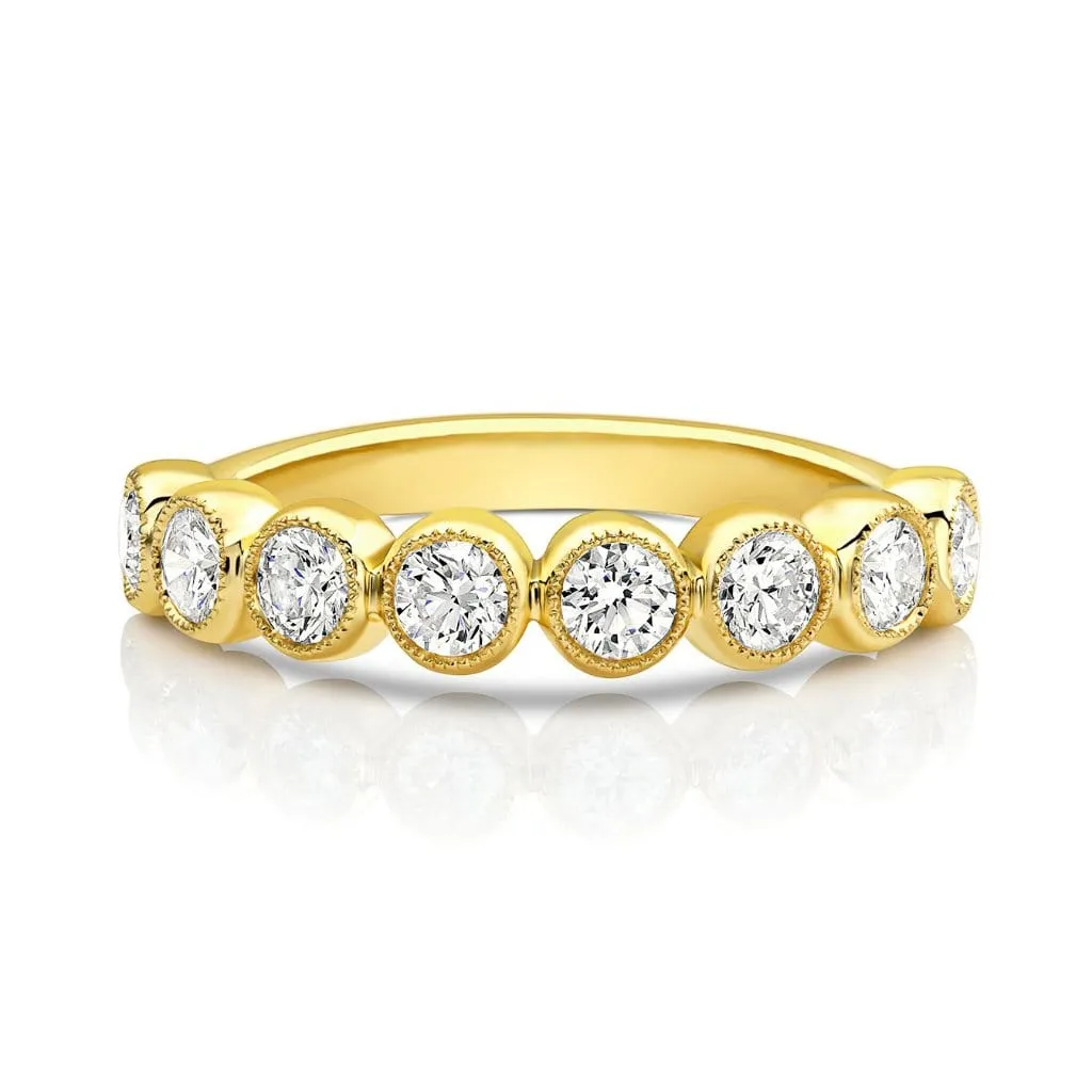 18kt Yellow Gold 0.73ctw Round Brilliant Diamond Half Band