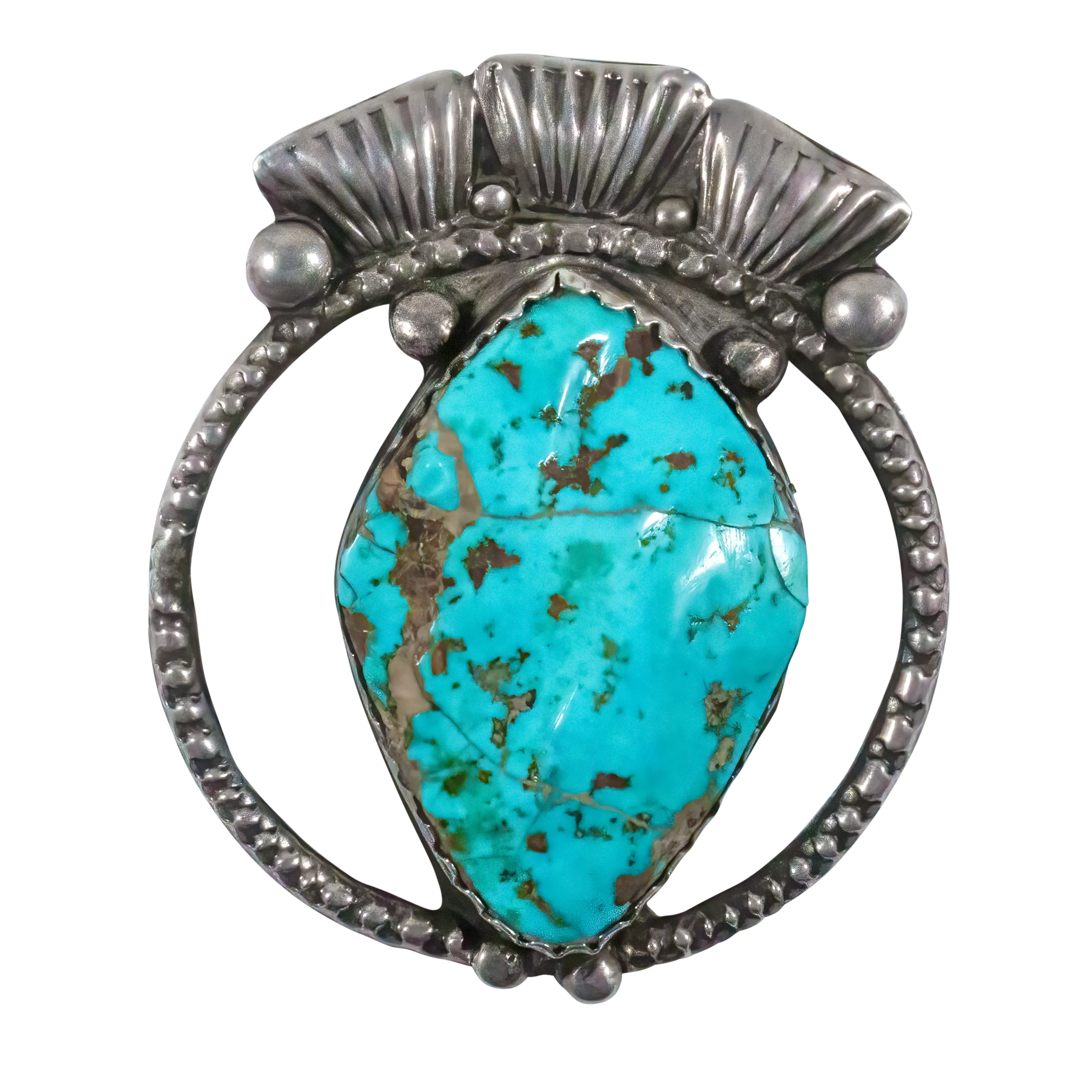 1940s Blue Gem Turquoise Naja Pin | John Hoskie