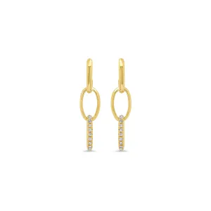 3 Medium Edith Link Studs with Diamond Pave Accent