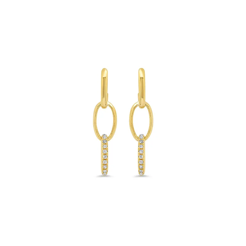 3 Medium Edith Link Studs with Diamond Pave Accent