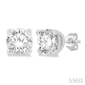 3/8 ctw Round Cut Diamond Stud Earring in 14K White Gold