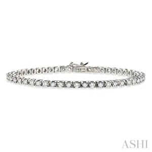 4 Ctw Square Shape Round Cut Diamond Tennis Bracelet in 14K White gold