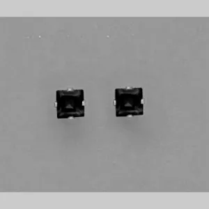 4MM SQUARE BLACK CZ EARRINGS