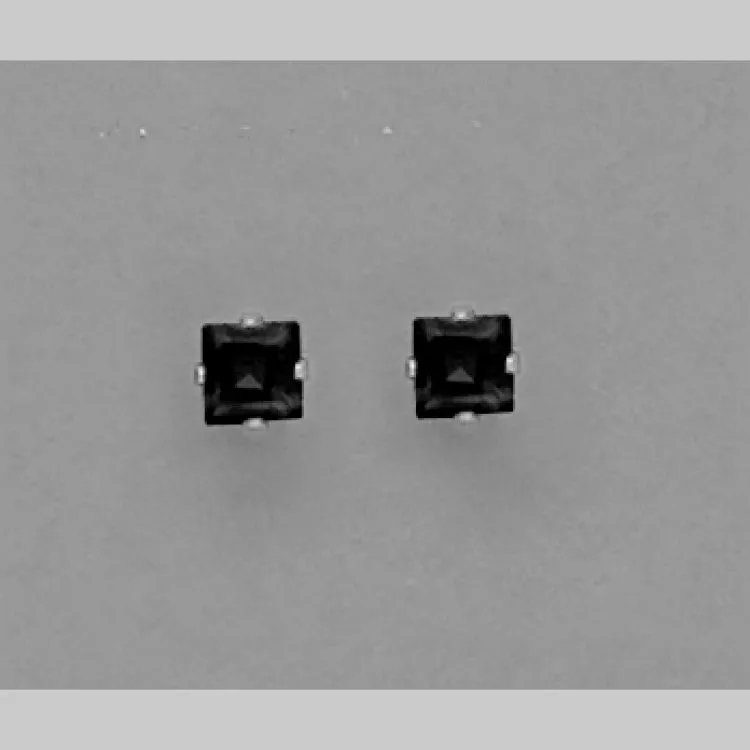 4MM SQUARE BLACK CZ EARRINGS