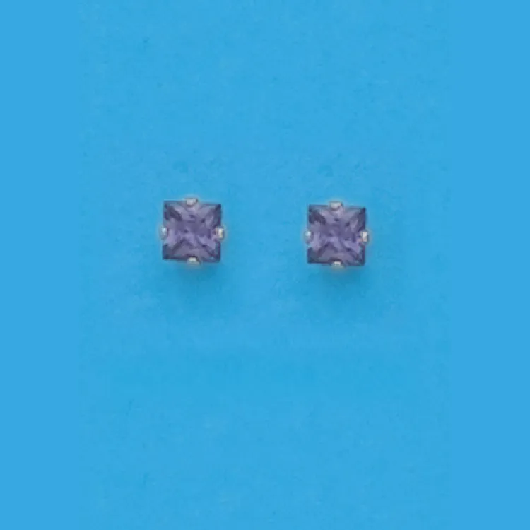 4MM SQUARE Purple CZ