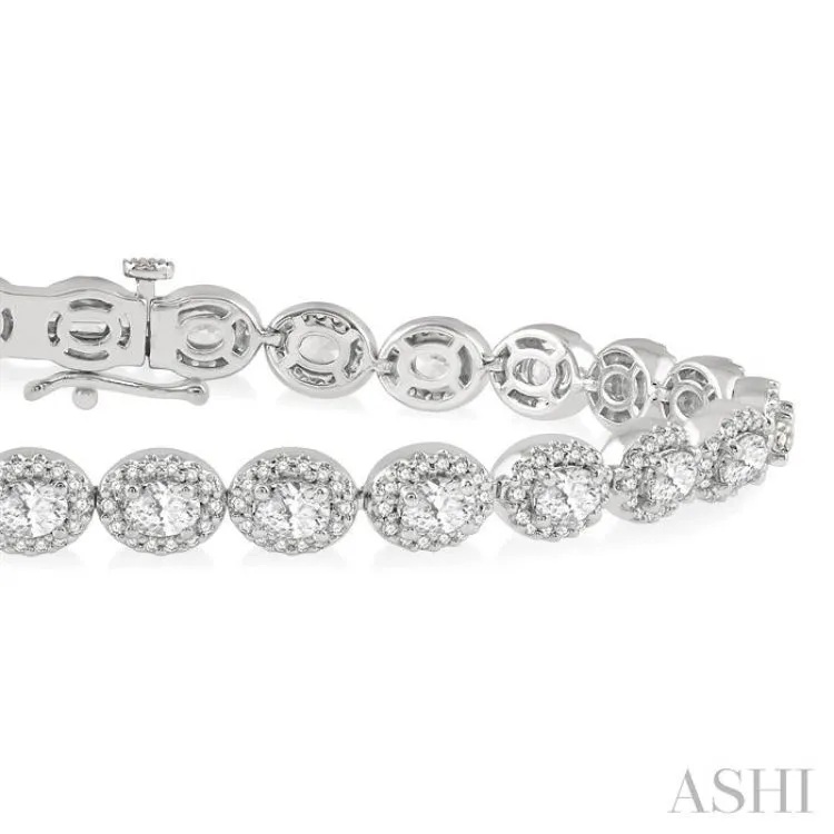 5 ctw Oval & Round Cut Diamond Halo Bracelet in 14K White Gold