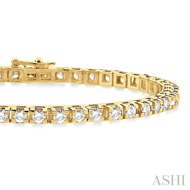 5 Ctw Square Shape Round Cut Diamond Tennis Bracelet in 14K Yellow Gold