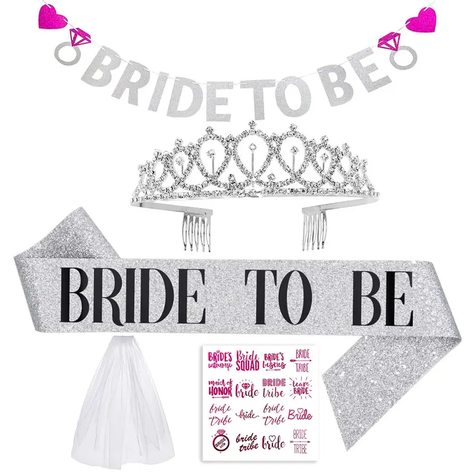 5 piece Bride to Be Sash Kit