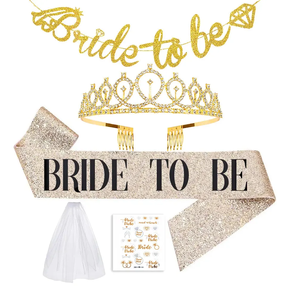 5 piece Bride to Be Sash Kit