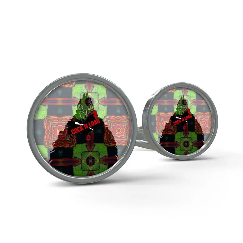 #515 Cocknload Cufflinks rooster print