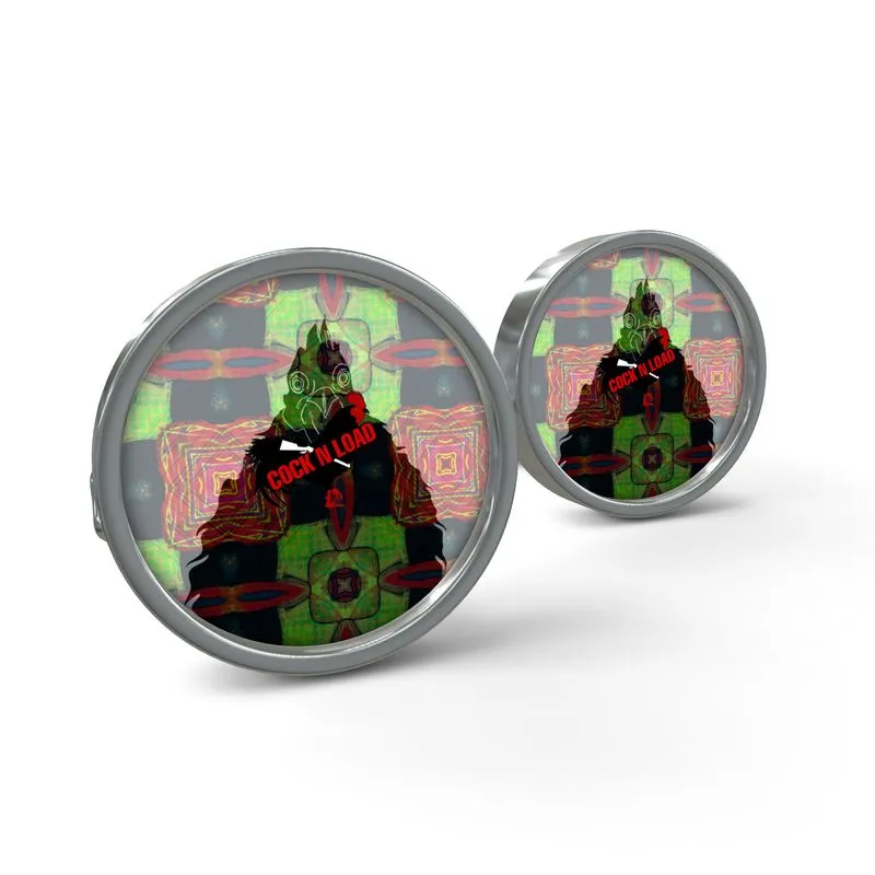 #515 Cocknload Cufflinks rooster print