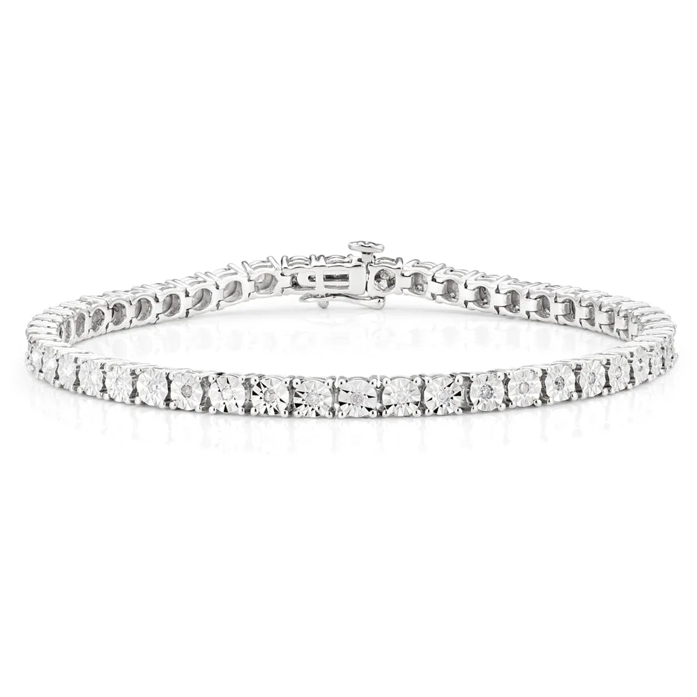 9ct Dazzling White Gold 1 Carat Diamond 18cm Tennis Bracelet