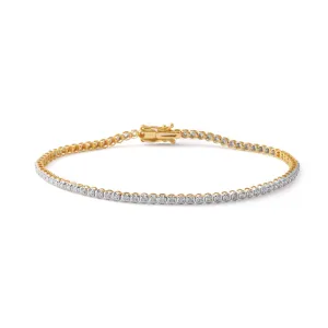 9ct  Yellow Gold 1/3 Carat Diamond Tennis  17.5cm Bracelet