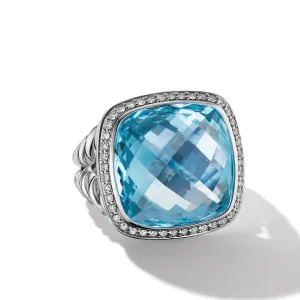 Albion® Ring in Sterling Silver with Blue Topaz and Diamonds\, 17mm