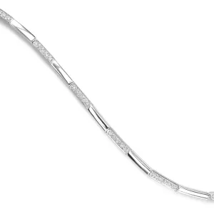 Alternating Diamond Flat Link Bracelet, 14k White Gold