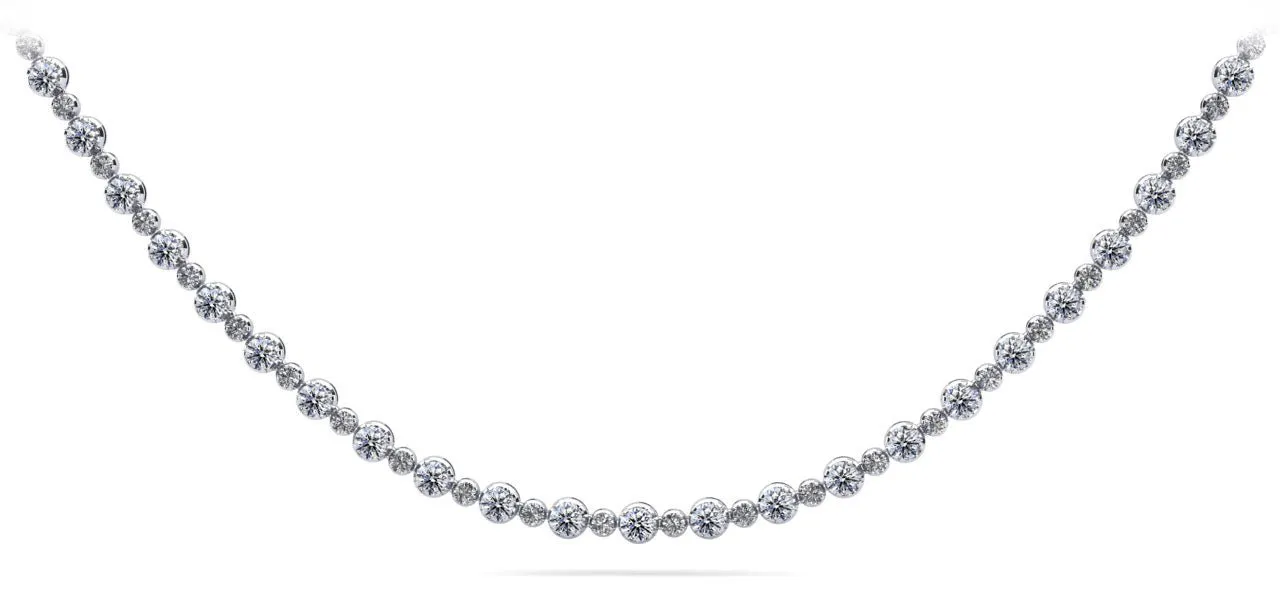 Alternating Diamonds Diamond Necklace with 5.18 ct.(finished) 1.5mm, 2.5mm