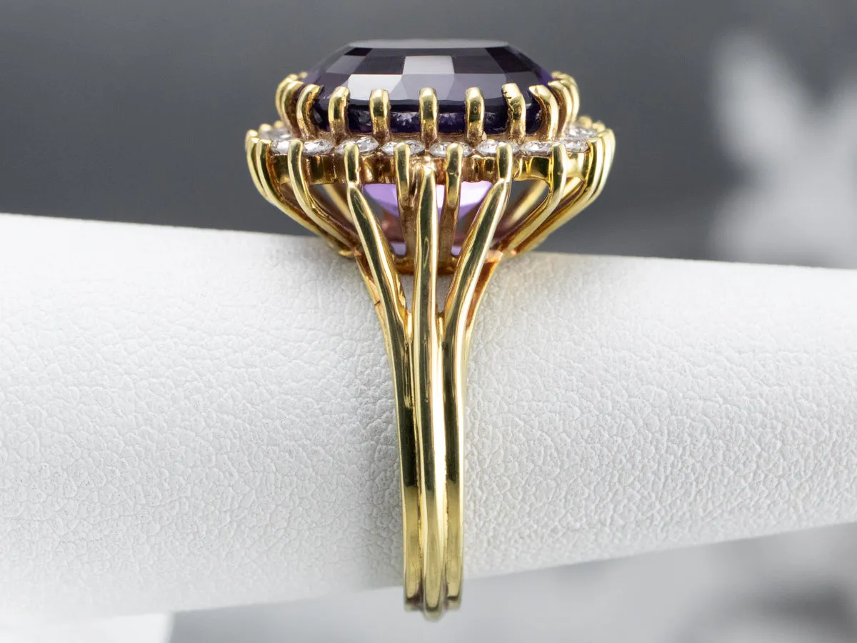 Amethyst and Diamond Cocktail Ring