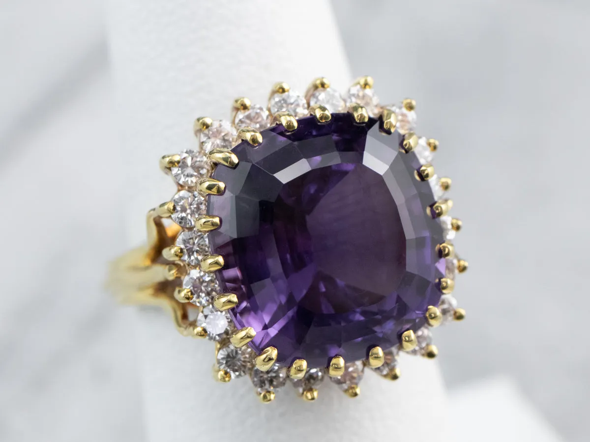 Amethyst and Diamond Cocktail Ring