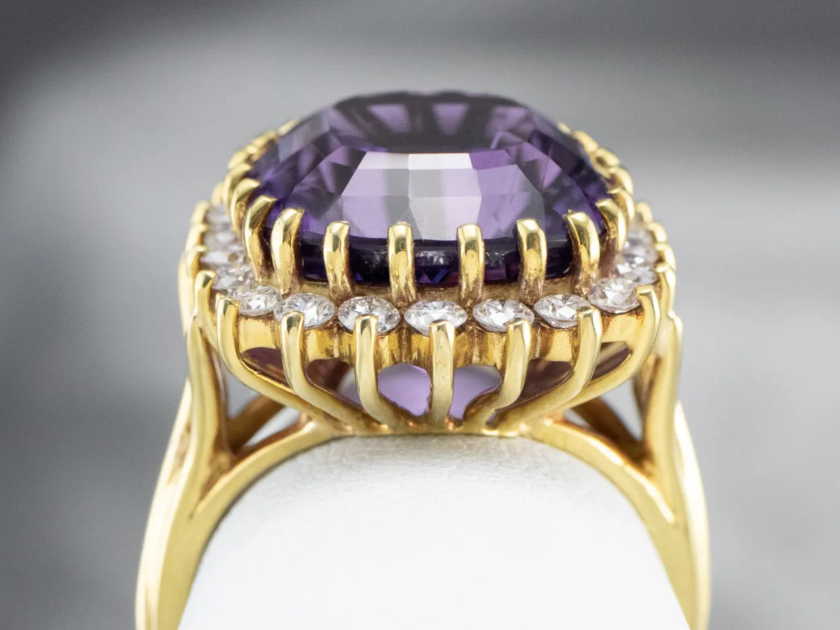 Amethyst and Diamond Cocktail Ring