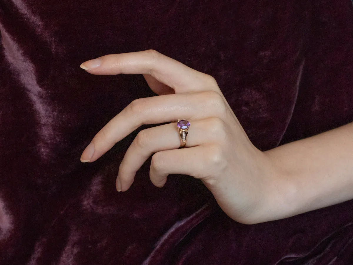 Amethyst Diamond 14K Gold Ring