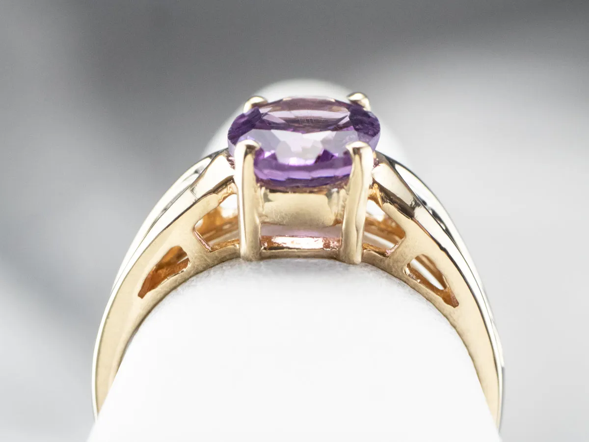 Amethyst Diamond 14K Gold Ring