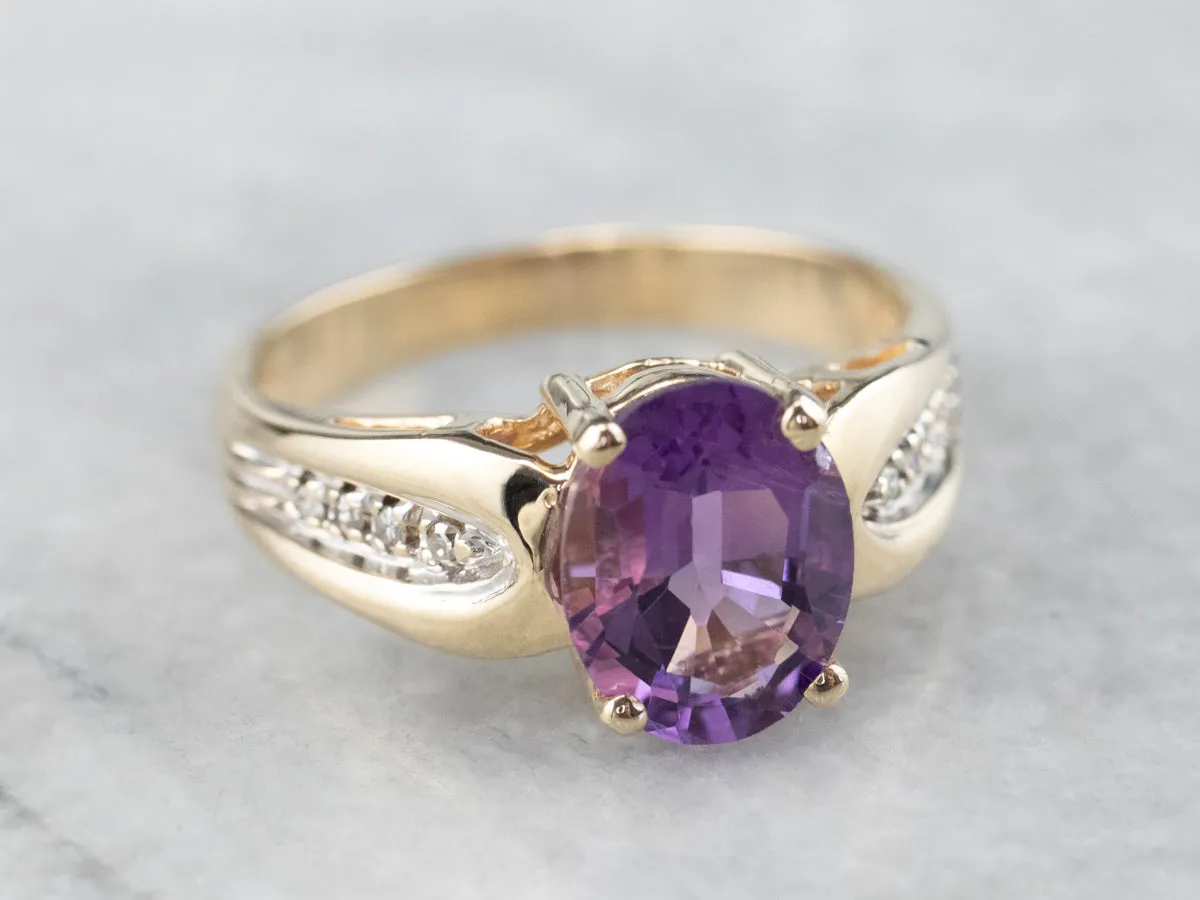 Amethyst Diamond 14K Gold Ring