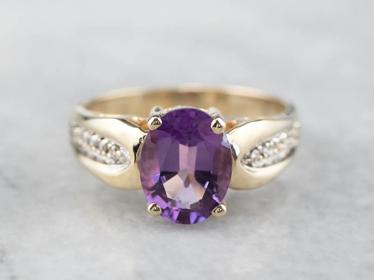 Amethyst Diamond 14K Gold Ring