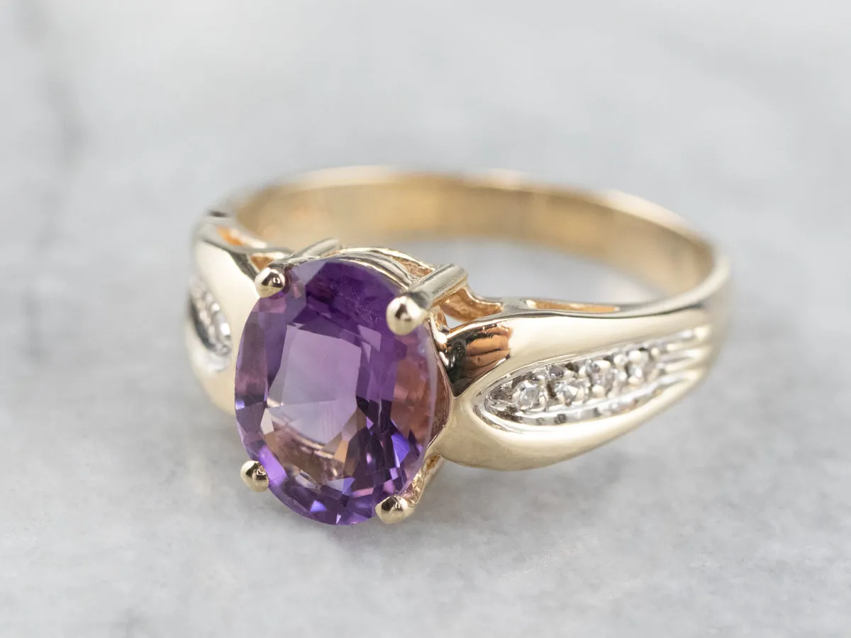 Amethyst Diamond 14K Gold Ring