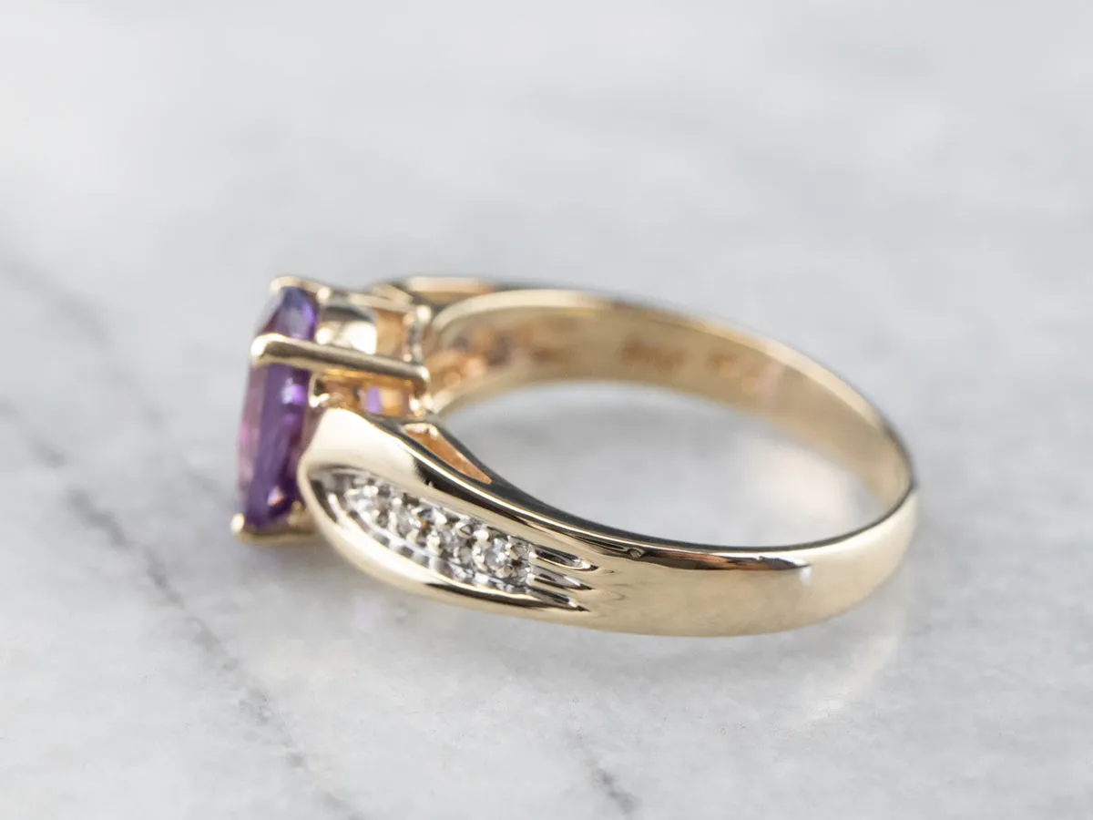 Amethyst Diamond 14K Gold Ring