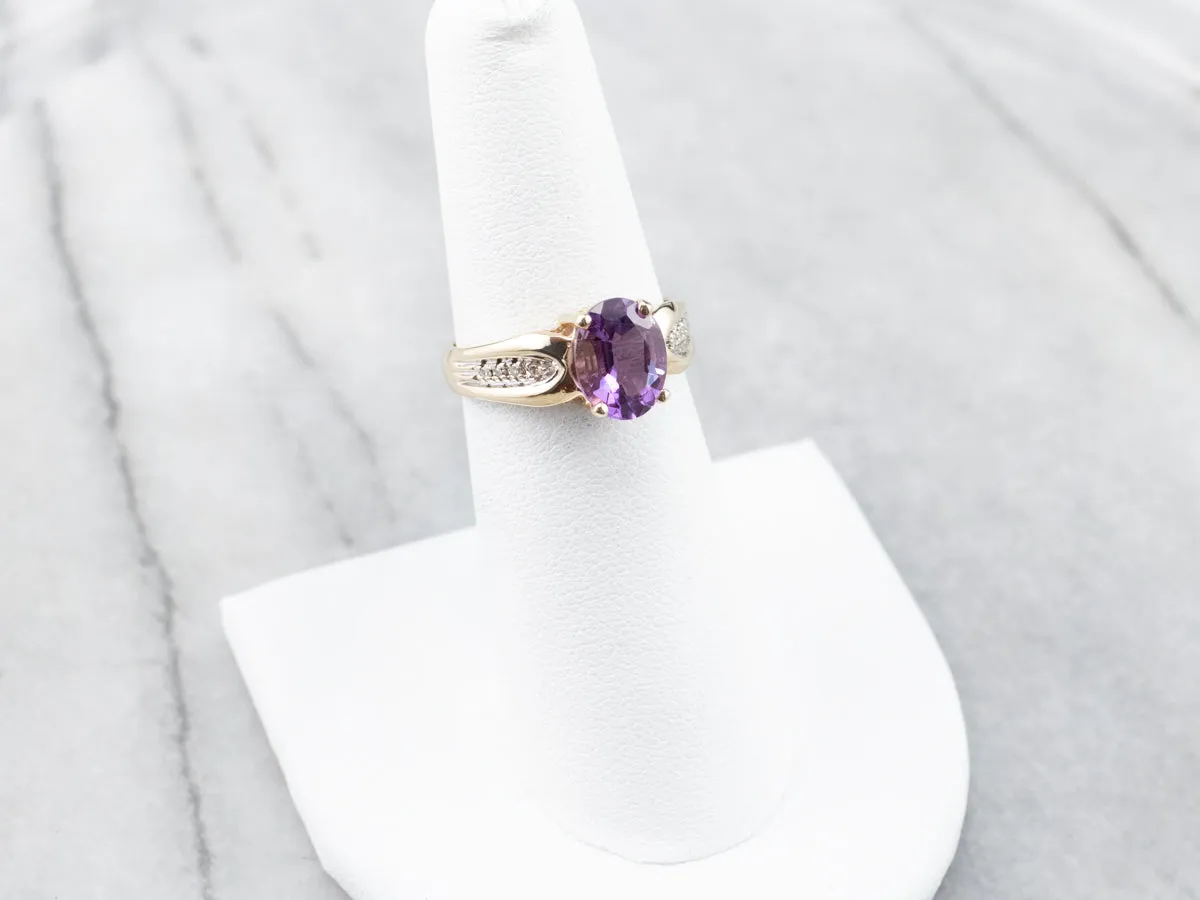 Amethyst Diamond 14K Gold Ring