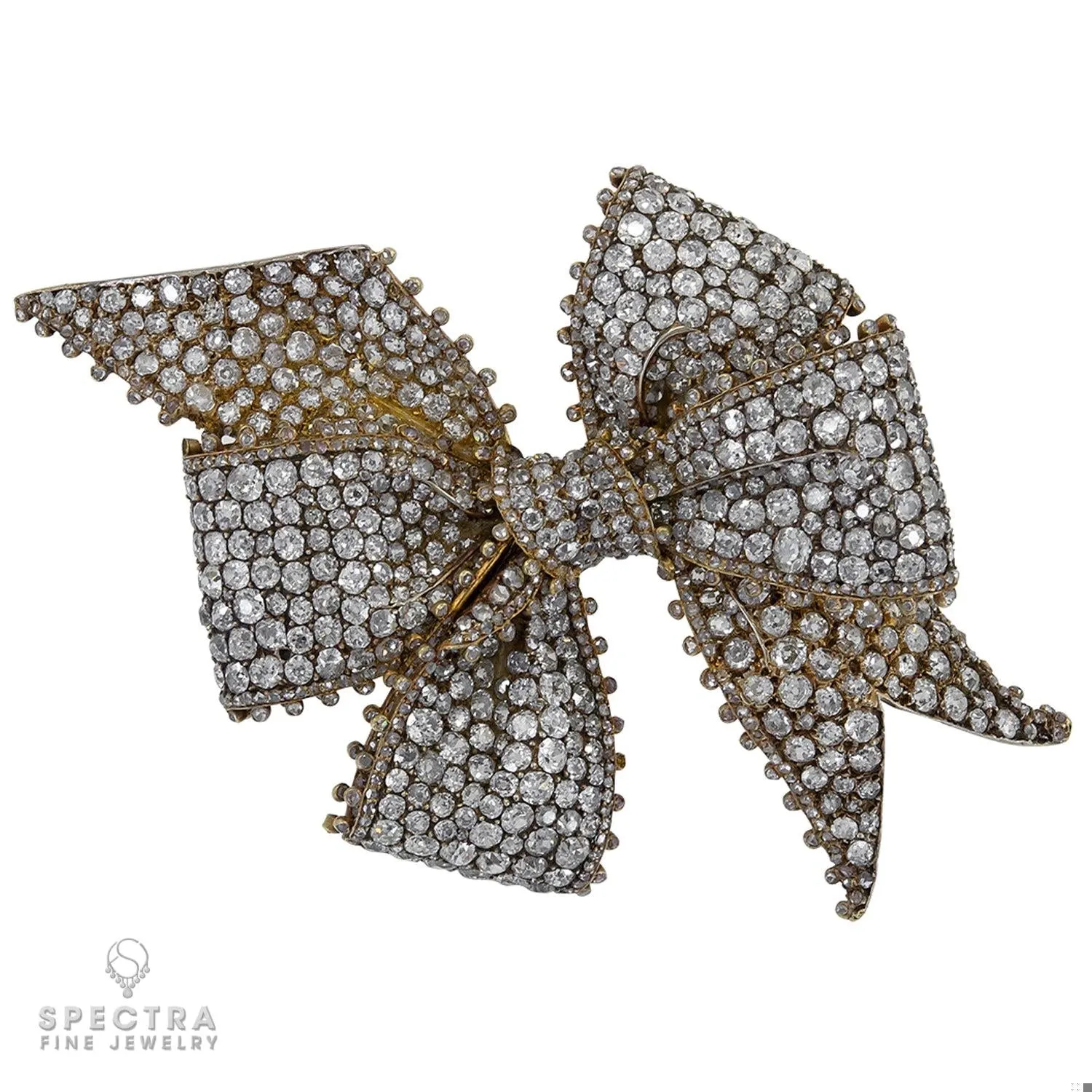 Antique Victorian Diamond Pave Bow Brooch