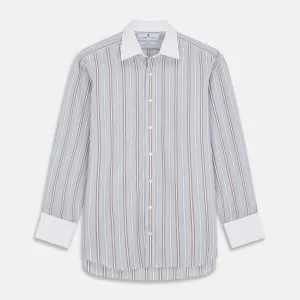 Beige Multi Stripe Cotton Regular Fit Penrose Shirt