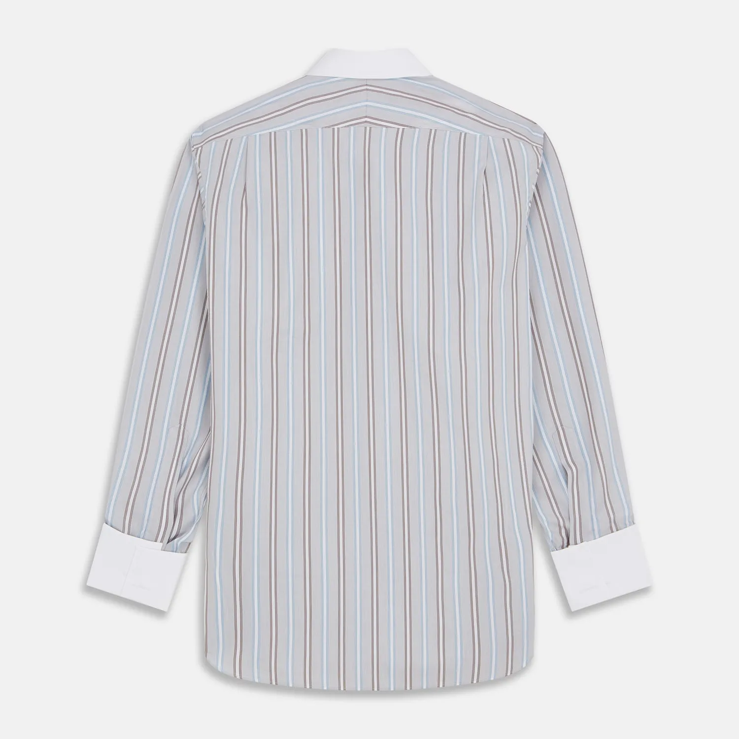 Beige Multi Stripe Cotton Regular Fit Penrose Shirt