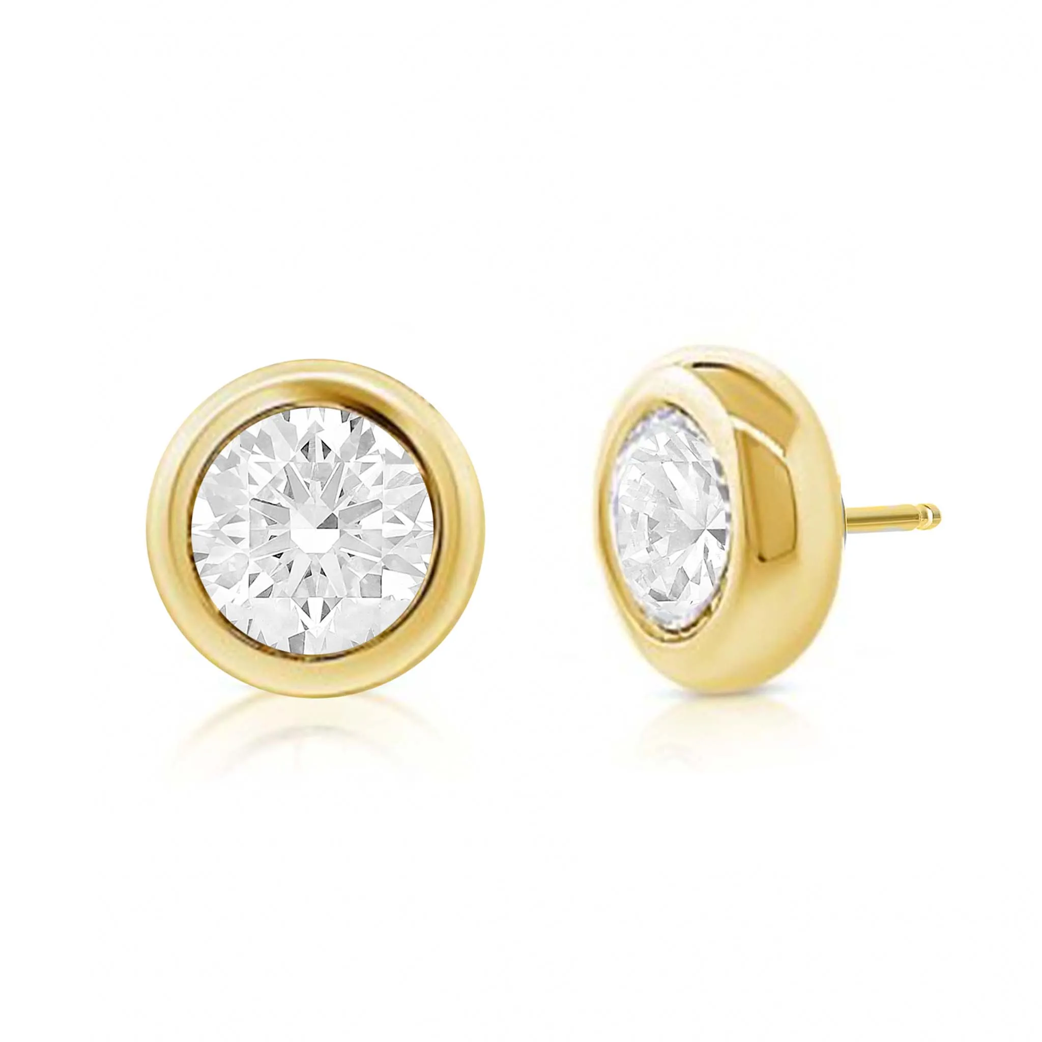 Bezel Set 4ctw Lab Diamond Studs (PAIR) - IGI Certified