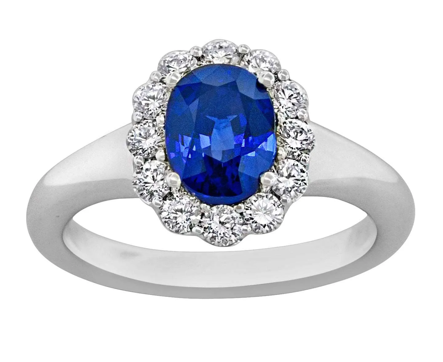 Blue Sapphire Diamond Halo Ring