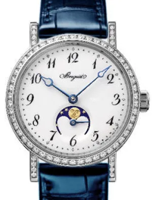 Breguet Classique Moon Phase 18K White Gold & Diamonds Lady's Watch