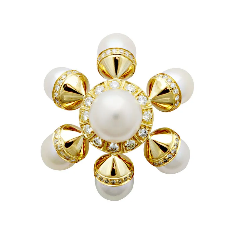 Brooch-South Sea Pearl and Diamond