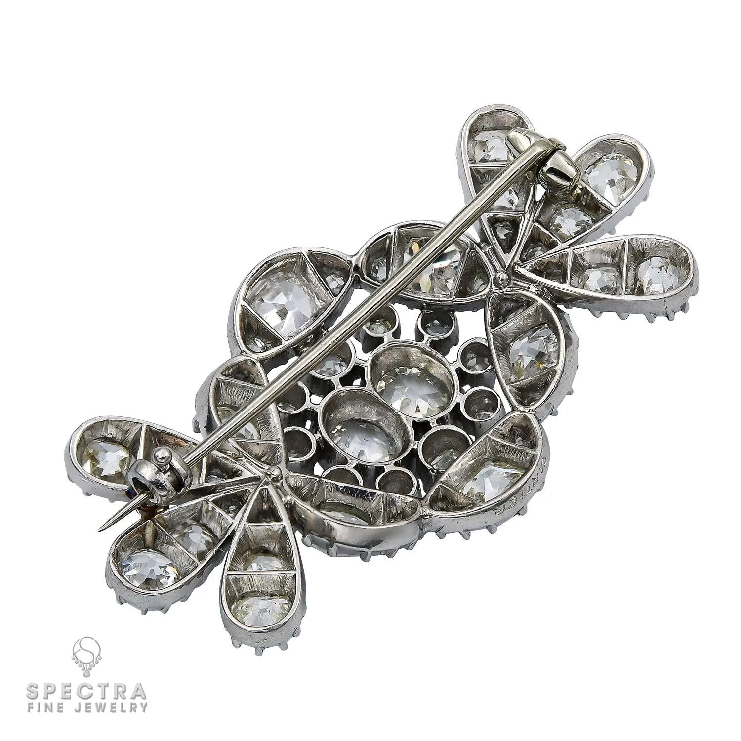 Cartier Vintage Diamond Abstract Floral Pinstem Brooch