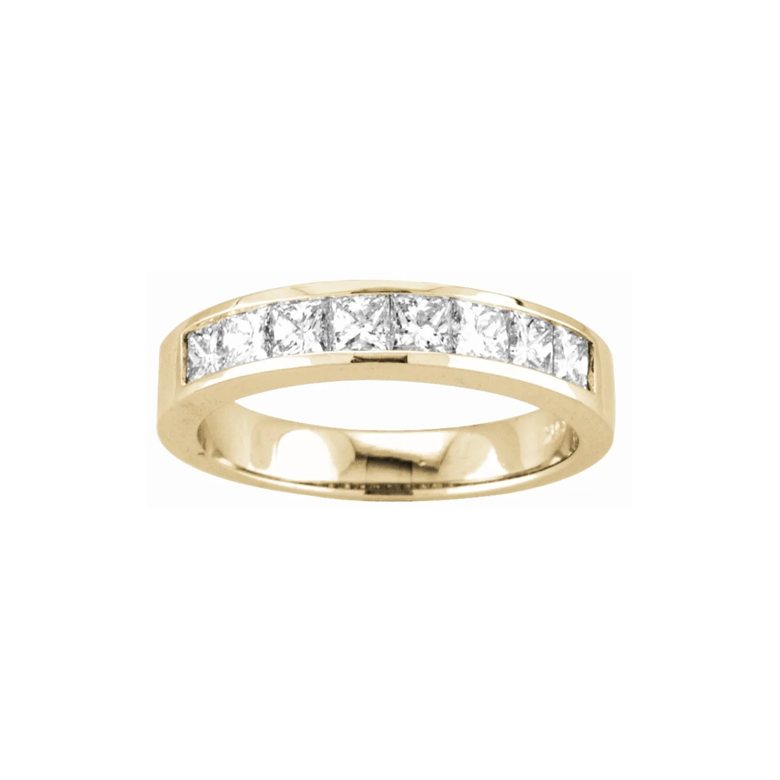 Channel Set Princess Cut Diamond Band, .75 Carat, 14K Yellow Gold