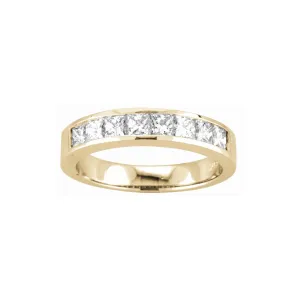 Channel Set Princess Cut Diamond Band, .75 Carat, 14K Yellow Gold