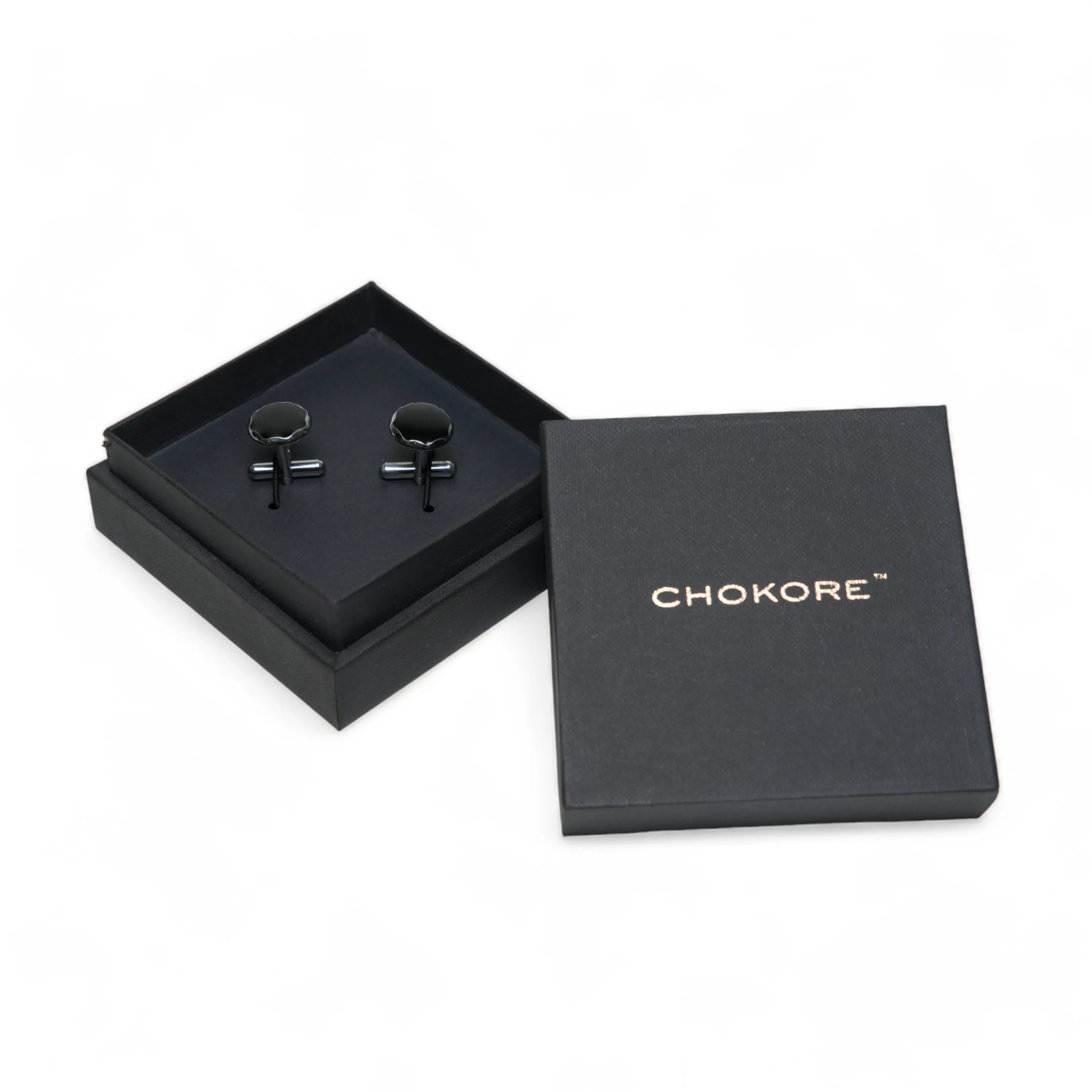 Chokore Circular Octagon Cufflinks (Black)