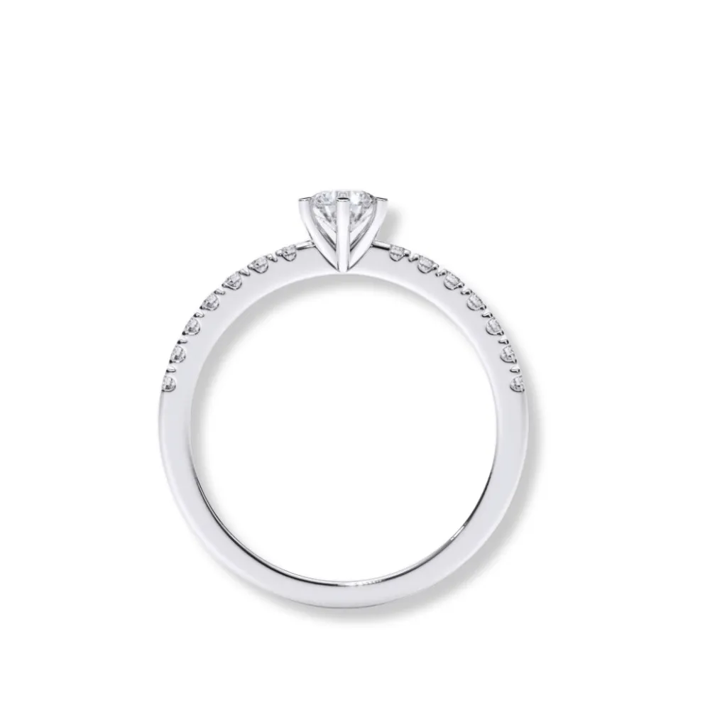 Classic Solitaire Diamond Ring with Dazzling Pavé Accents