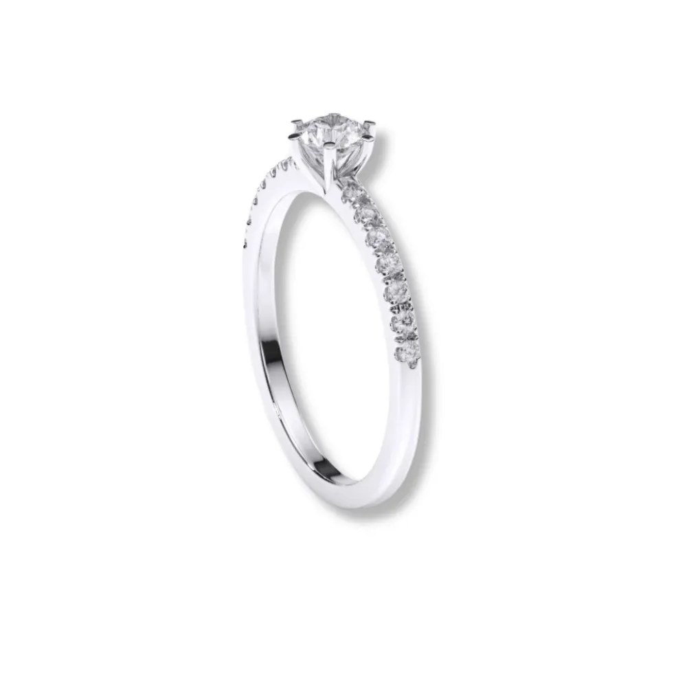 Classic Solitaire Diamond Ring with Dazzling Pavé Accents