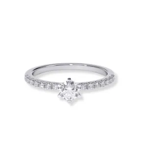 Classic Solitaire Diamond Ring with Dazzling Pavé Accents