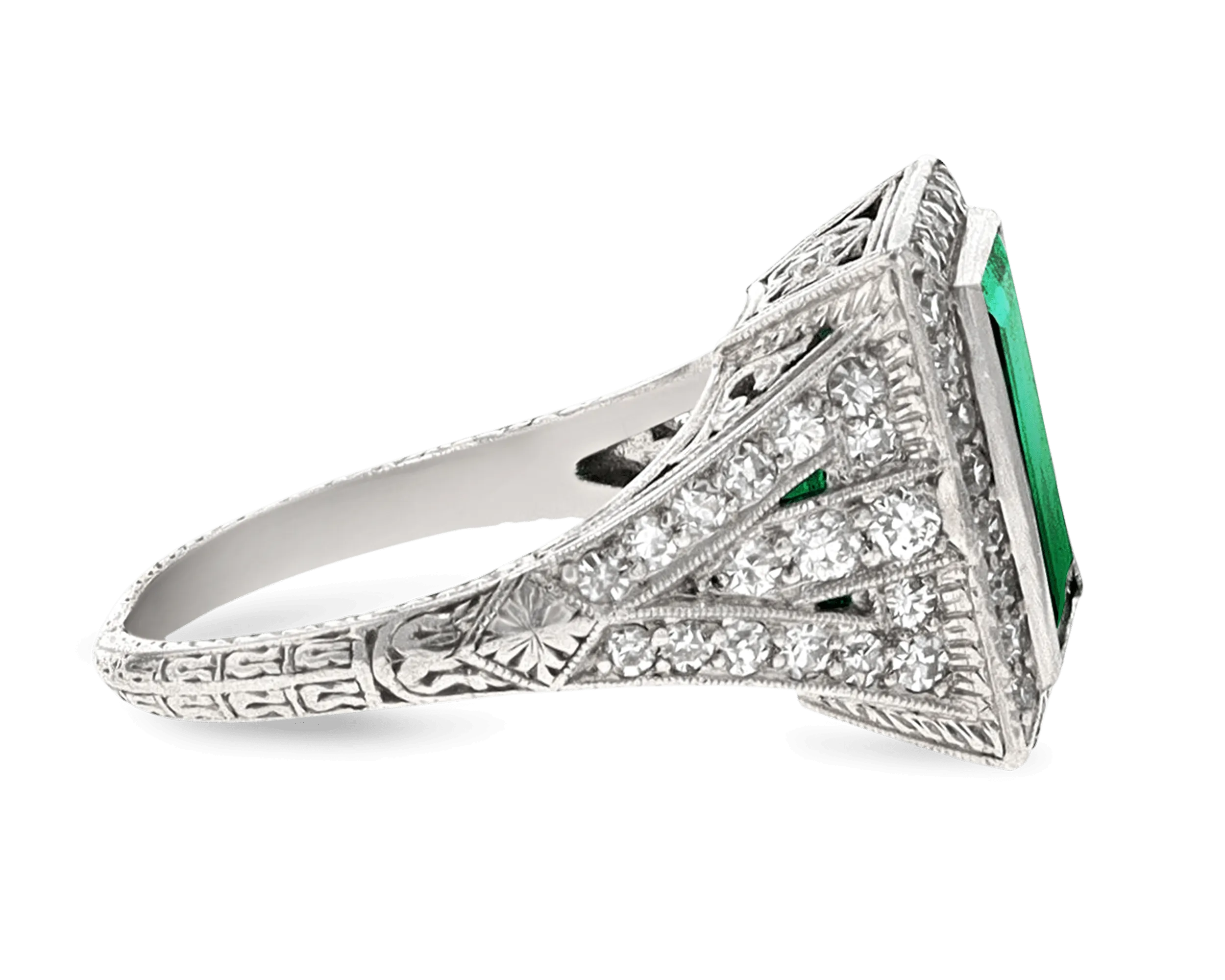 Colombian Emerald Art Deco Ring, 4.00 Carats