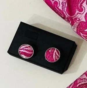 Cuff Links - Fushia Paisley