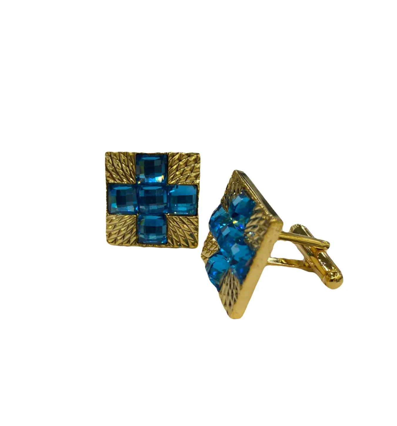 Daniel Ellissa Cufflinks - Gold Tone & Blue Radiant Cross CL10