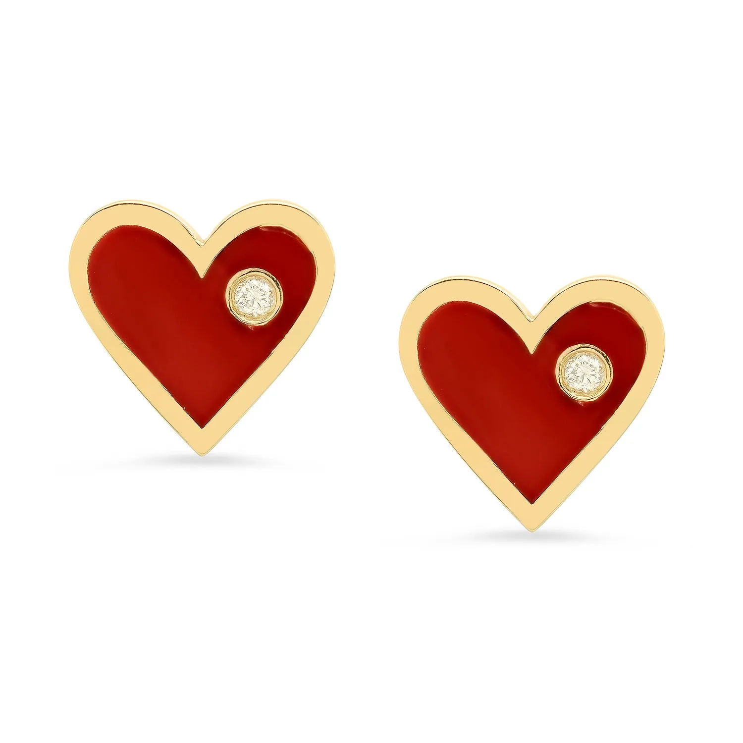 Diamond Enamel Heart Studs