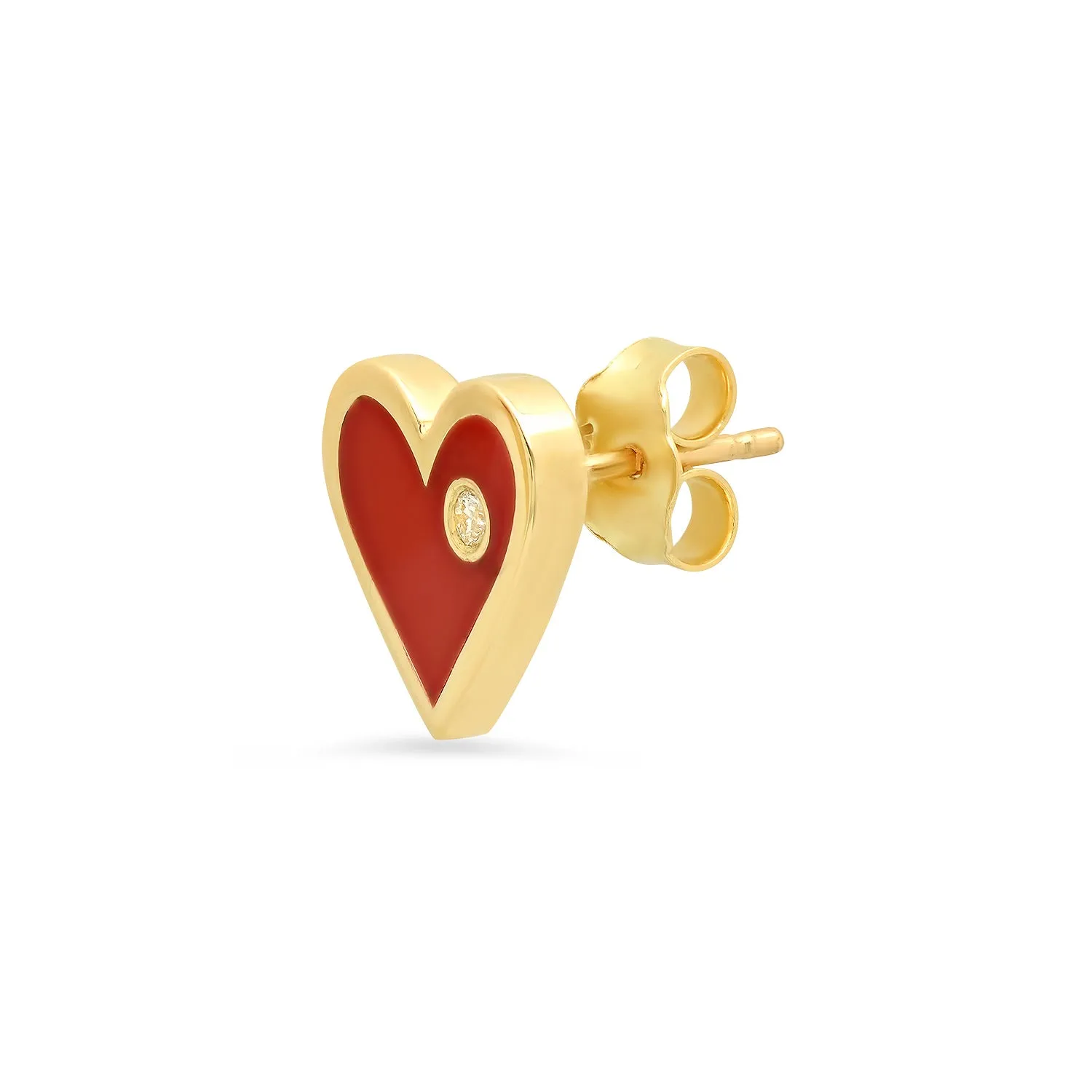 Diamond Enamel Heart Studs